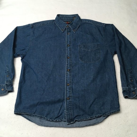 George & Martha Denim Button Down Shirt Mens XL Long Sleeve Heavyweight Pockets - Picture 5 of 8